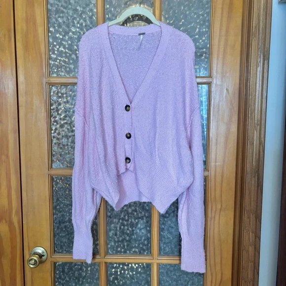 Free People Found My Friend Cardi Pink - Picture 4 of 7